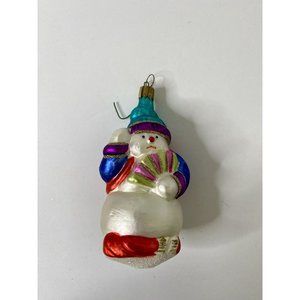Hand‎ Blown Glass Christmas Ornament Snowman Hand Painted